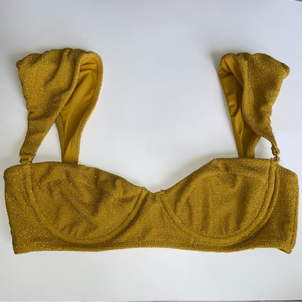 PacSun  and Storm Reid Mustard gold shimmer Bikini Top